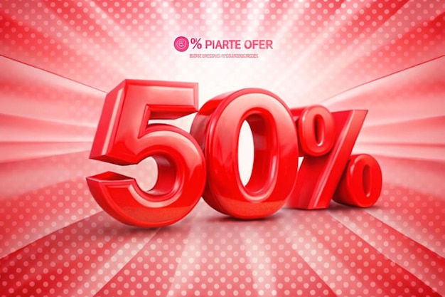 Etiqueta de precio de descuento de ventas 3d para composición 50 por ciento