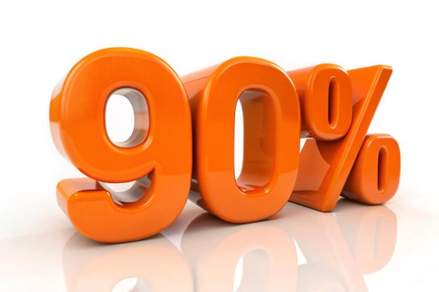 Etiqueta de precio de descuento de ventas 3d para composición 90 por ciento