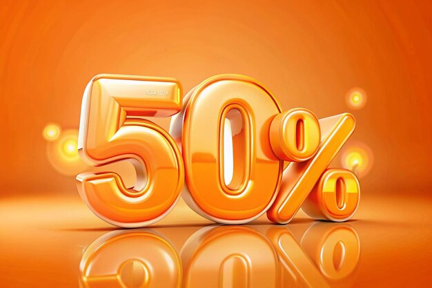 La etiqueta de precio de descuento de ventas 3D para la composición es del 50 por ciento