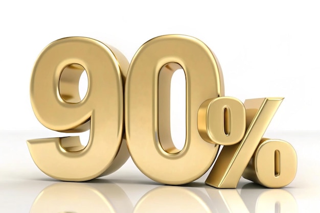 La etiqueta de precio de descuento de ventas 3D para la composición es del 90 por ciento