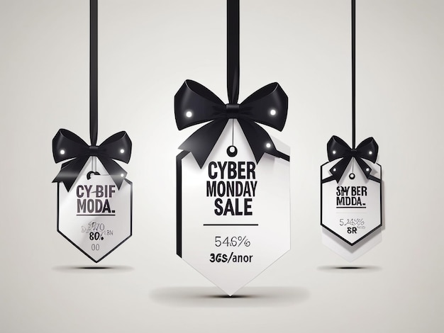 Etiqueta de venta Cyber Monday con lazo negro para sus descuentos 7