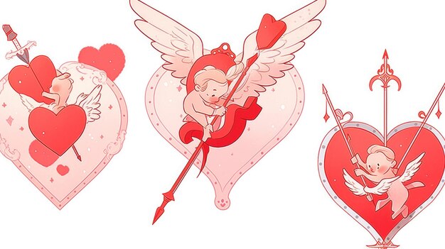 Las etiquetas de Cupido en rojo