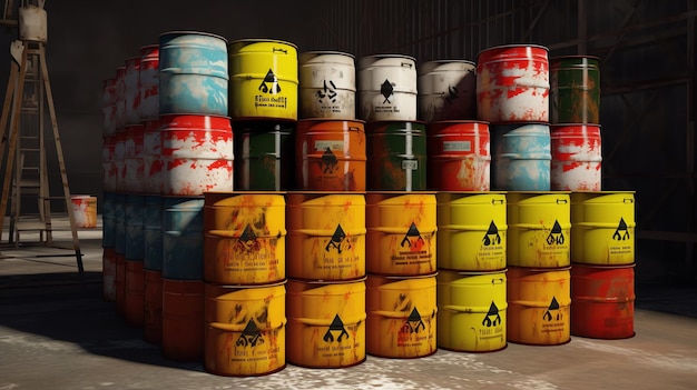 Etiquetas de advertência voláteis de ácido inflamável generativas montadas em tanques de armazenamento de produtos químicos perigosos