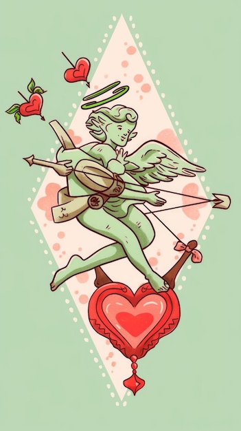 Foto etiquetas de cupido em verde