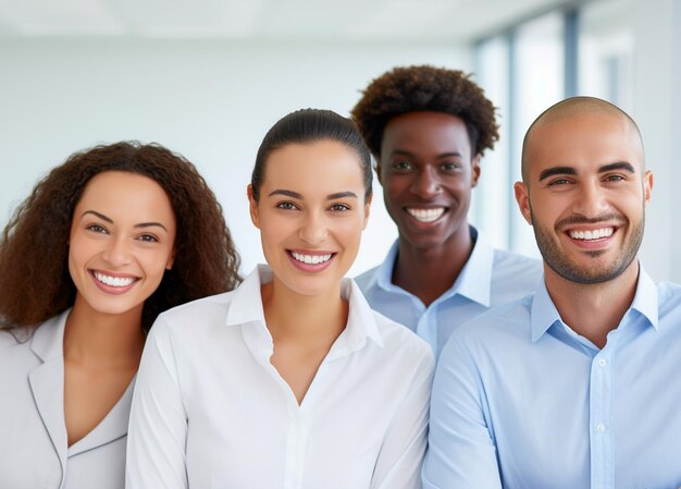 Foto etnia e diversidade no trabalho com empregados felizes celebrando o sucesso dos negócios