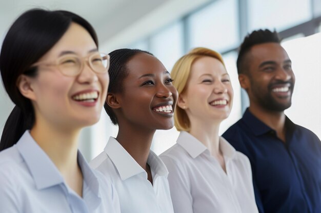 Etnia e diversidade no trabalho com empregados felizes celebrando o sucesso dos negócios