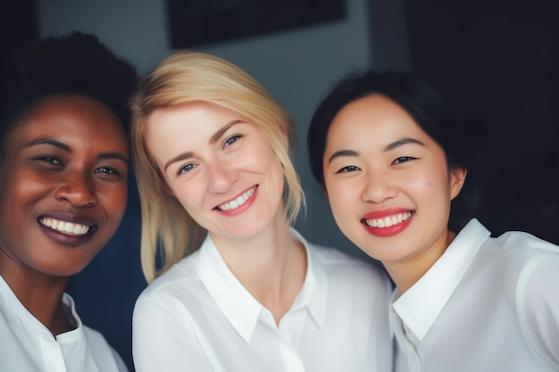 Etnicidad y diversidad en el trabajo con empleados felices celebrando el éxito empresarial