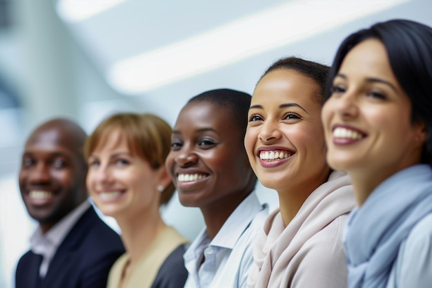 Etnicidad y diversidad en el trabajo con empleados felices celebrando el éxito empresarial