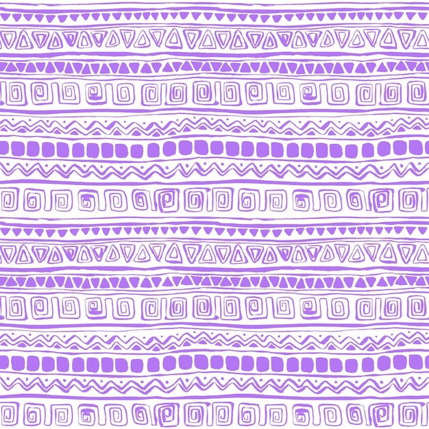 Foto Étnico muy peri, violeta, blanco de patrones sin fisuras. estampado repetido boho dibujado a mano con gouache. adorno monocromático africano para textiles, telas, papel pintado, papel de envolver, decoración.