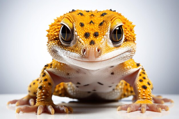 Eublepharis Macularius Leopard Gecko em close extremo IA generativa