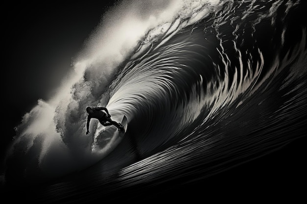 La euforia de un surfista montando olas masivas