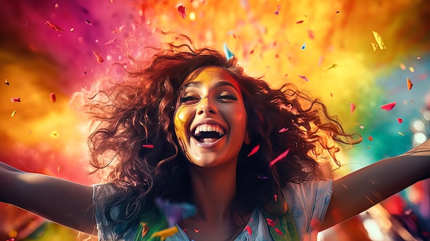 Eufórico salpicaduras de color vibrantes explosiones de color y celebración alegre