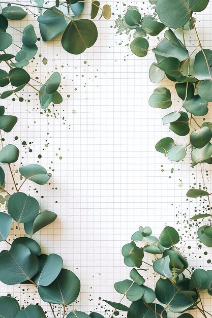 Eukalyptusblätter und grüne Blätter auf weißem Hintergrund