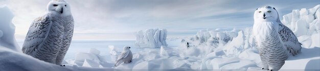 Eule auf einem Winterschneehintergrund Generative KI