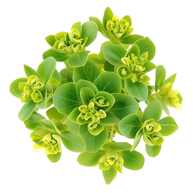 Foto euphorbia flower com verde suave e cor fresca as flores clipart isoladas em branco bg natural