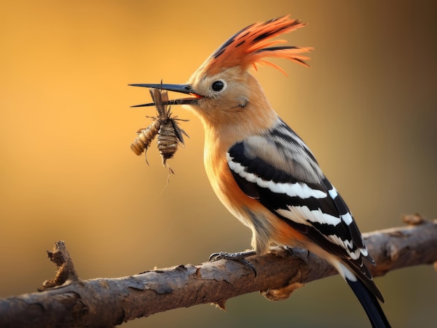 Eurasischer Hoopoe-Vogel mit seinem Fang