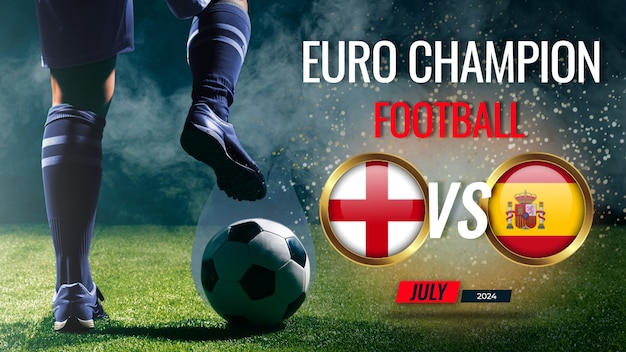 Euro 2024-Flaggen von Spanien und England Collage