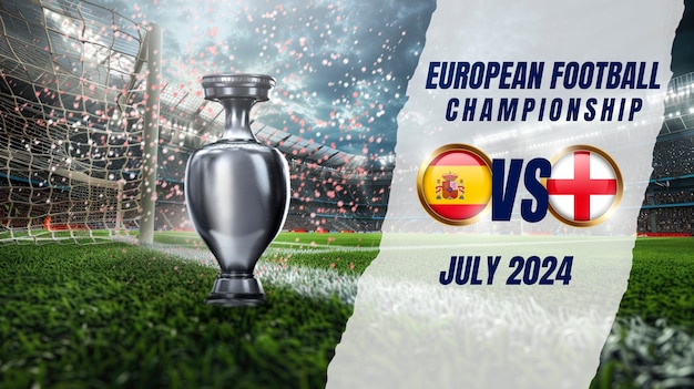 Euro 2024-Flaggen von Spanien und England Collage