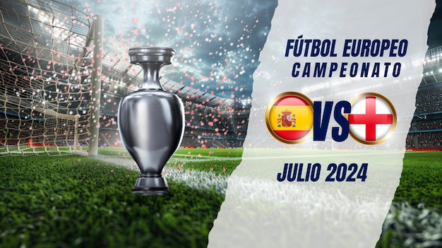 Euro 2024-Flaggen von Spanien und England Collage