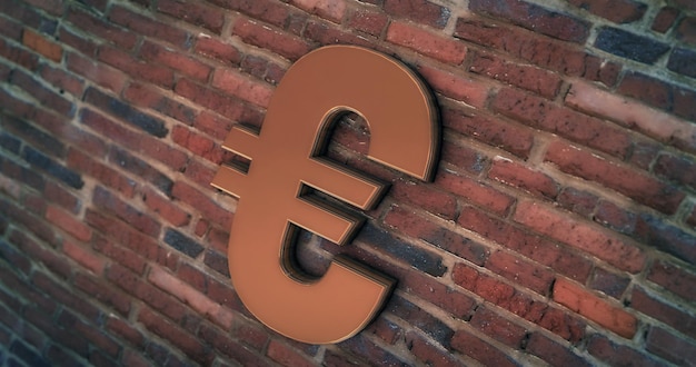 Euro-Geld 3D-Logo auf strukturiertem Wandhintergrund