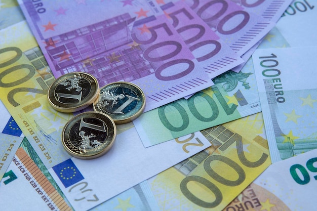 Euro-Geld Euro-Bargeld-Hintergrund Euro-Geld-Banknoten