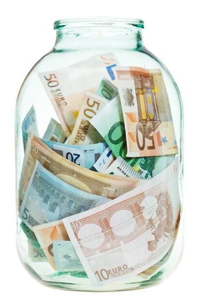 Euro-Geld sparen in Glas