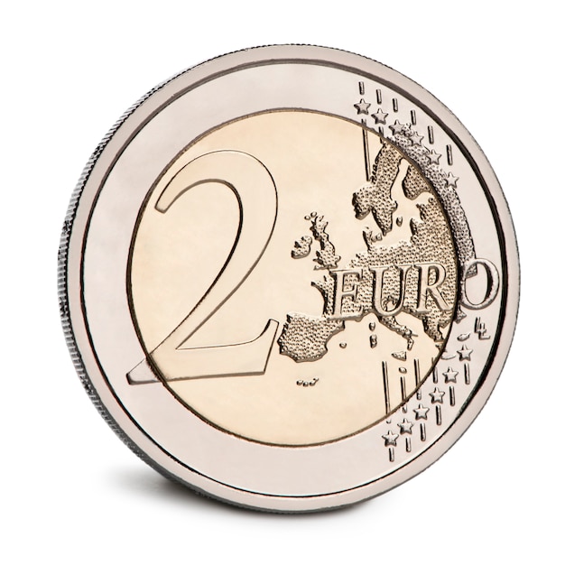 Euro-Münze auf weißem Hintergrund