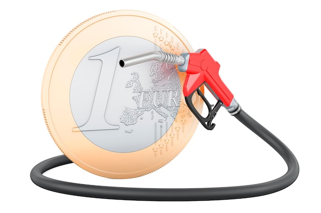 Euro-Münze mit Zapfpistole 3D-Rendering