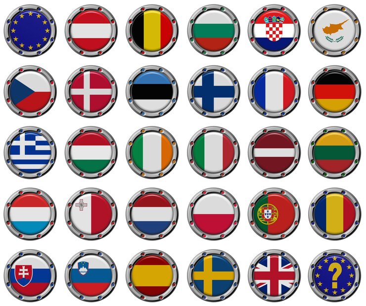 Foto euro set banderas de la unión europea