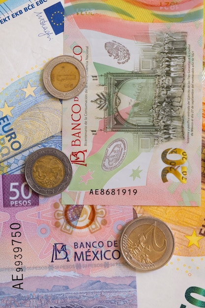 Euro und mexikanische Pesos Hintergrund Europa Mexiko Devisen