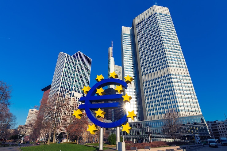 Foto euro-zeichen in frankfurt am main, deutschland