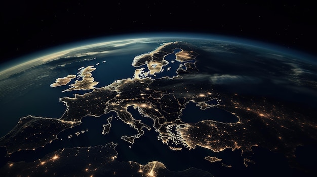 Europa de noche desde el espacio