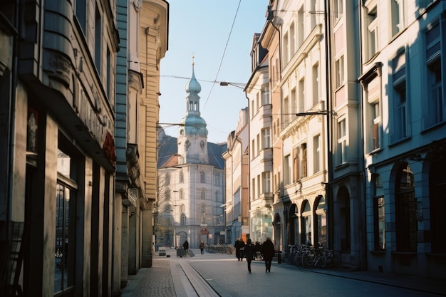 European Street Serenity Un viaje a la luz del día a través de históricas calles empedradas