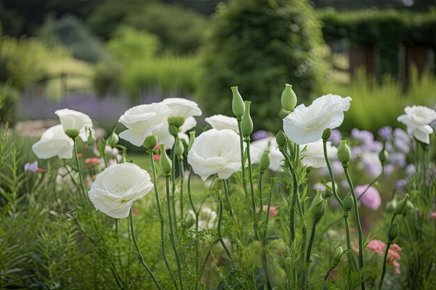 Eustoma en un entorno natural rodeado de exuberante vegetación y vida salvaje