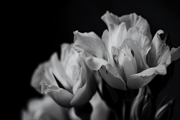 Eustoma floresce em foto preto e branco