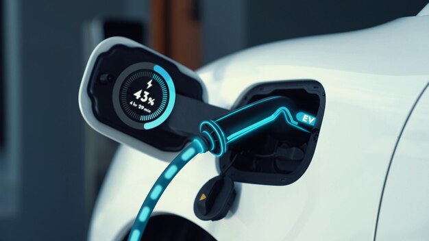 EV-Ladegerät von der Ladestation zu Hause aufladend Elektroautos Peruse