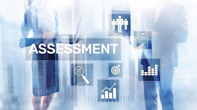 Evaluación Evaluación Medida Análisis Análisis Concepto de negocio y tecnología sobre fondo borroso