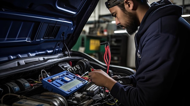 Foto evaluar el ensayo de la batería del automóvil