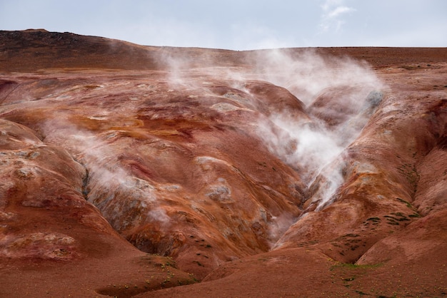 Evaporación en el valle geotérmico Leirhnjukur Islandia