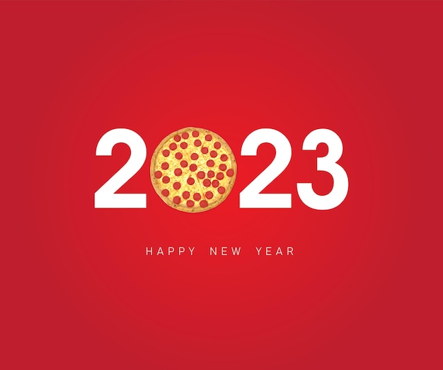 Eve Nummer 2023 mit einem Pizza-Logo, Konzept für Lebensmittelkarte, Restaurant, Shop, Kalender, Pizza