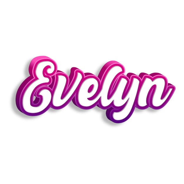 Foto evelyn tipografía diseño 3d amarillo rosa blanco fondo foto jpg.