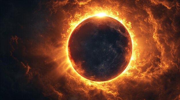 Evento celeste en el que el orbe lunar pasa por delante de la esfera solar representada en una imagen