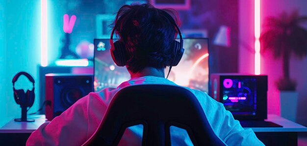 evento da indústria de jogos ou competição de jogos divertimento gamer jogando jogos de computador juntos sob