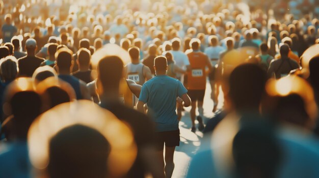 Foto evento de maratona lotado capturado por trás