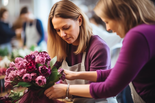 Evento del día de la mujer con diseño floral