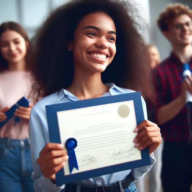 Evento de graduación de la sonrisa de una estudiante africana