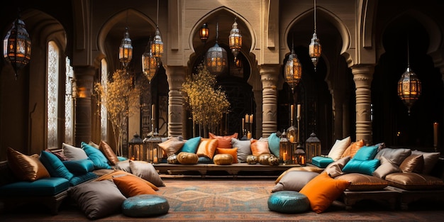 Un evento inspirado en Marruecos con colores vibrantes de fondo