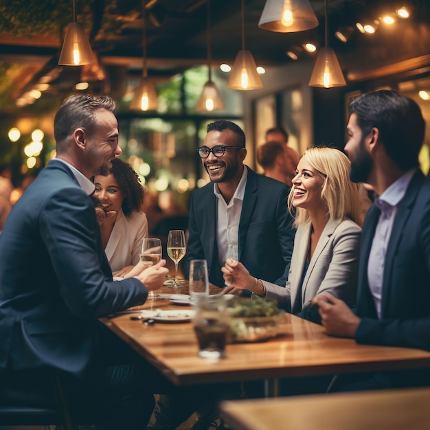 Evento social de redes profesionales en un vibrante restaurante