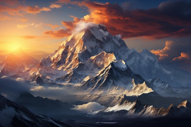 Foto everest y las montañas del tíbet