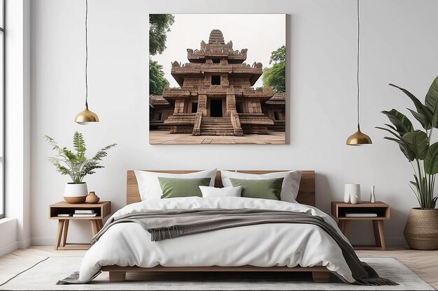 Foto evoca la majestad antigua con las maquetas de la decoración del dormitorio del templo maya